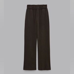Zara Chocolate Brown Washed Effect Wide-Leg Pants